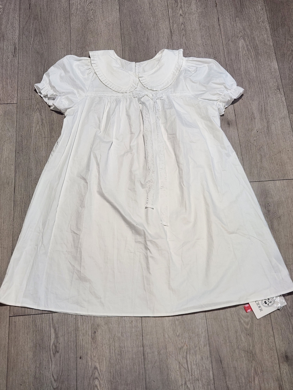 Cider NWT White Cottagecore Peter Pan Collar Puff Sleeve Dress 0XL
